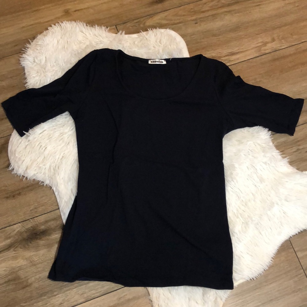 NIB ssoulm Womens Half Sleeve Scoop Neck Tee Shirt